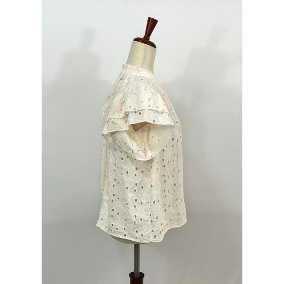 TROVATA Birds of Paradis Sz S Small Daisy Eyelet Clover Top Blouse NWT - Picture 7 of 9